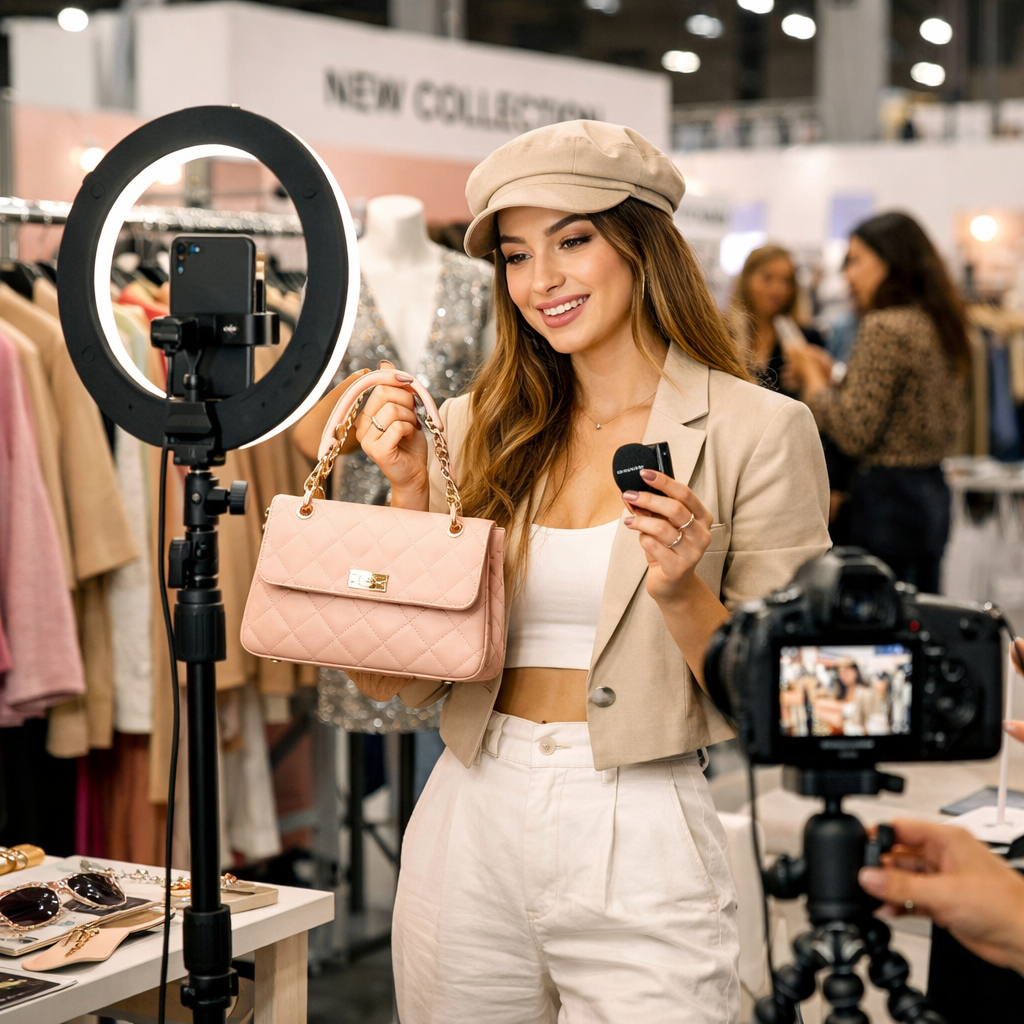 Influencer Creating Content at Fashion Show Influencer Creating Content at Fashion Show